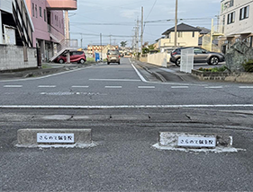 車止めに「さらのて鍼灸院」の文字が入っています

